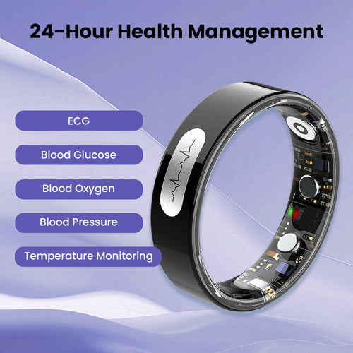 Linerau R08 Blood Glucose ECG/EKG Blood Pressure Monitoring AI Health Analysis Smart Ring