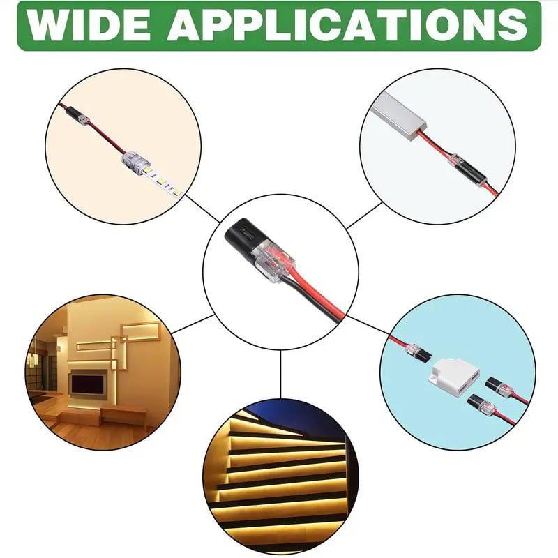 Double-Wire Plug-in Connector Led Light Strip Connectors 2 Pin