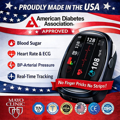🔥Final 3 Hours : Only Limited Stock Left🏆Aurora Tech™ Non-Invasive Blood Glucose Meter 99.9% Accuracy （Mayo Clinic Recommended）