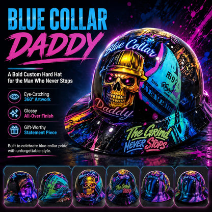 🔥Father‘s Day 50% OFF 👷‍♂️ Blue Collar Daddy Hydro-Dipped Hard Hat