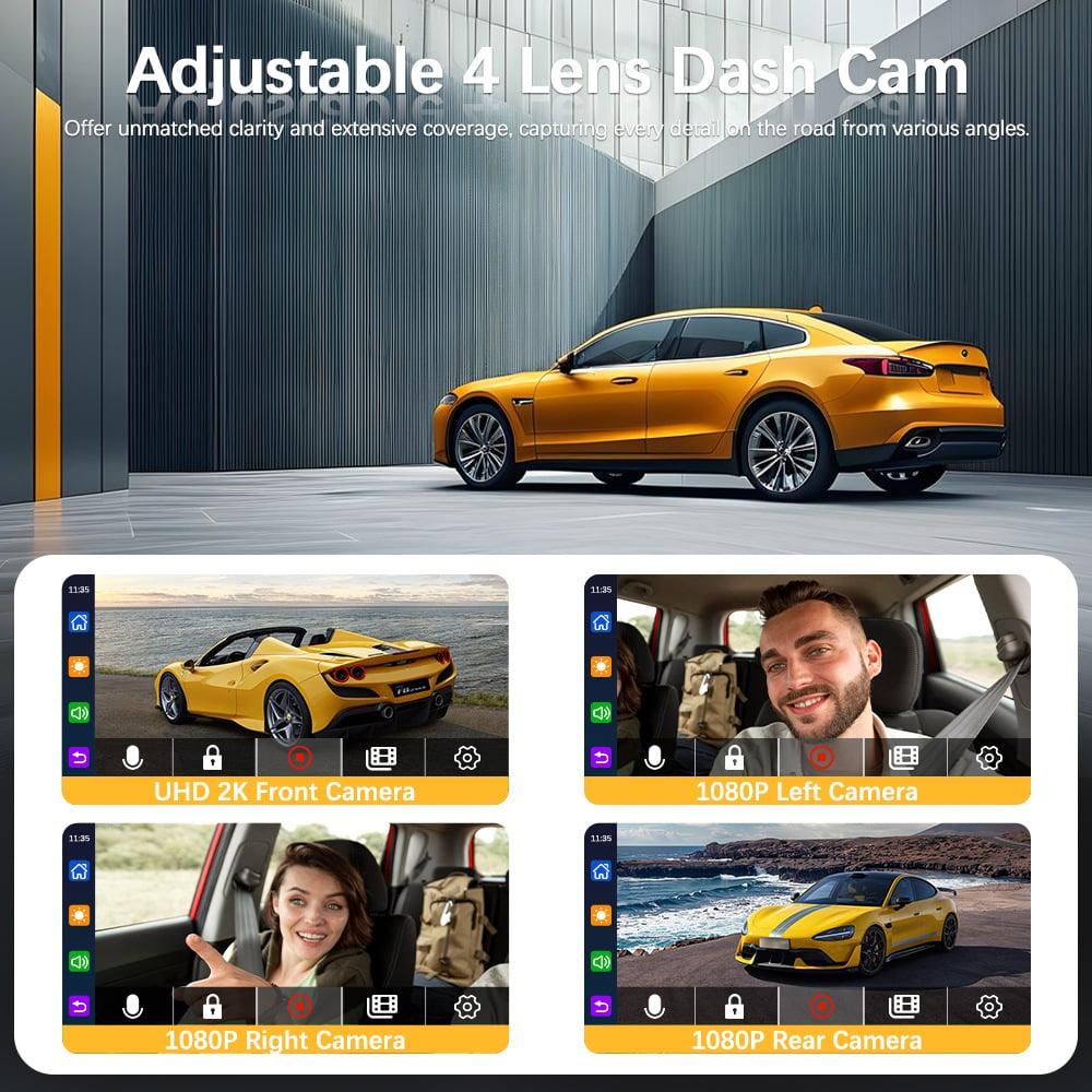 360° Car DVR WiFi 4Channels Dash Cam Video Recorder