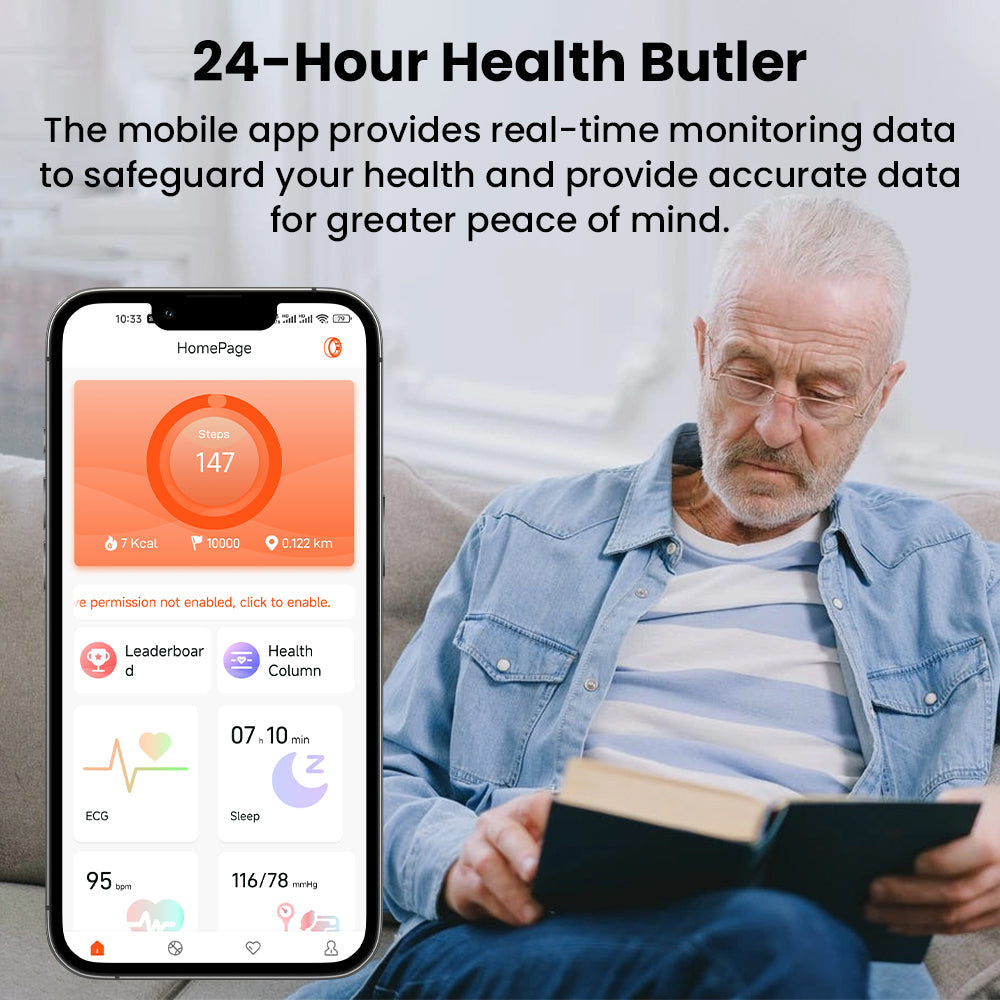 Linerau R08 Blood Glucose ECG/EKG Blood Pressure Monitoring AI Health Analysis Smart Ring