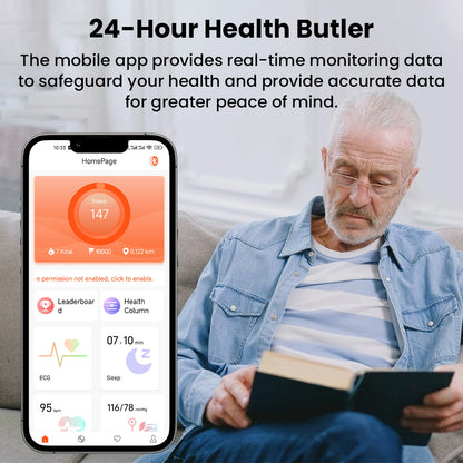 Linerau R08 Blood Glucose ECG/EKG Blood Pressure Monitoring AI Health Analysis Smart Ring
