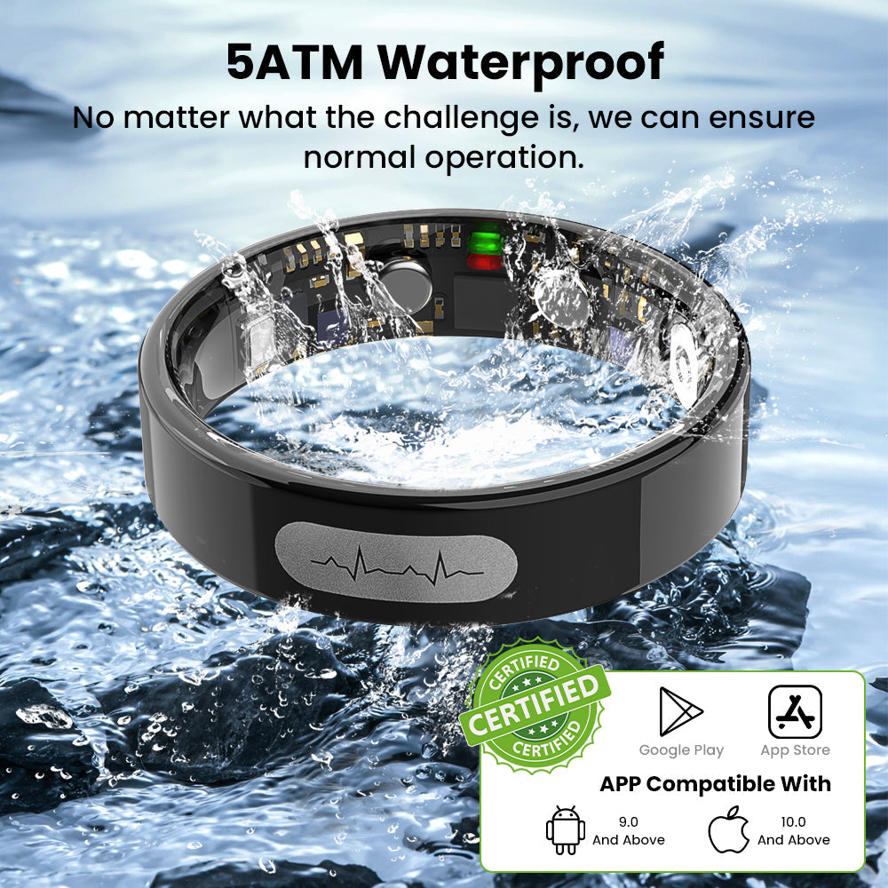 Linerau R08 Blood Glucose ECG/EKG Blood Pressure Monitoring AI Health Analysis Smart Ring