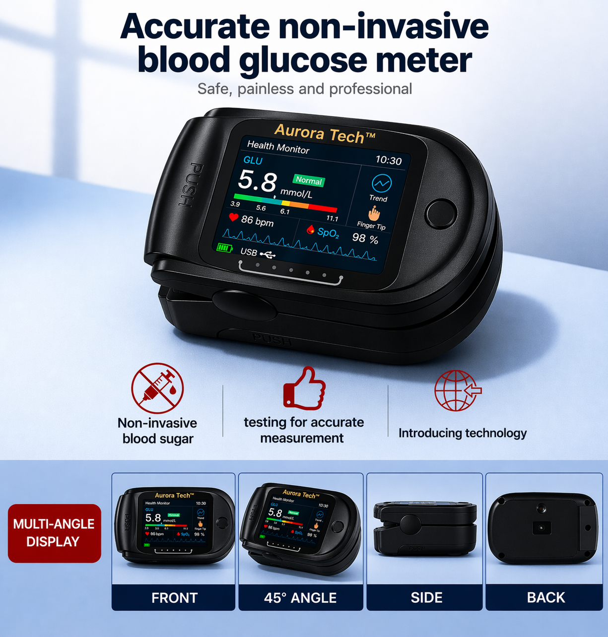 💥Aurora Tech™ Non-Invasive AI Blood Sugar Analyzer | High-Precision 99.9% Accuracy | TGA Certified