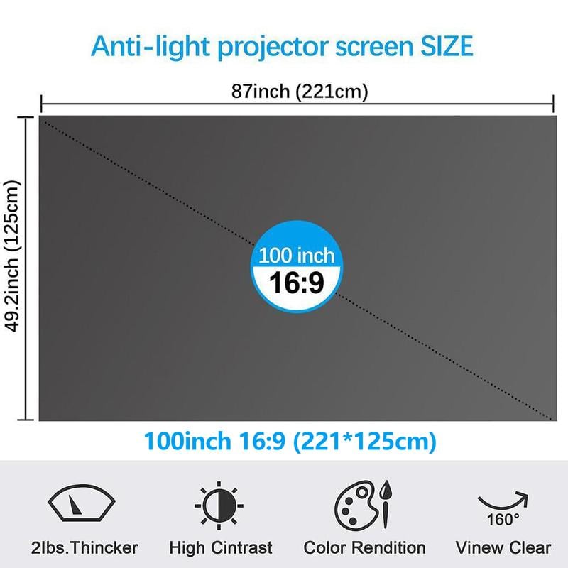 100 inch(220cm*125cm)