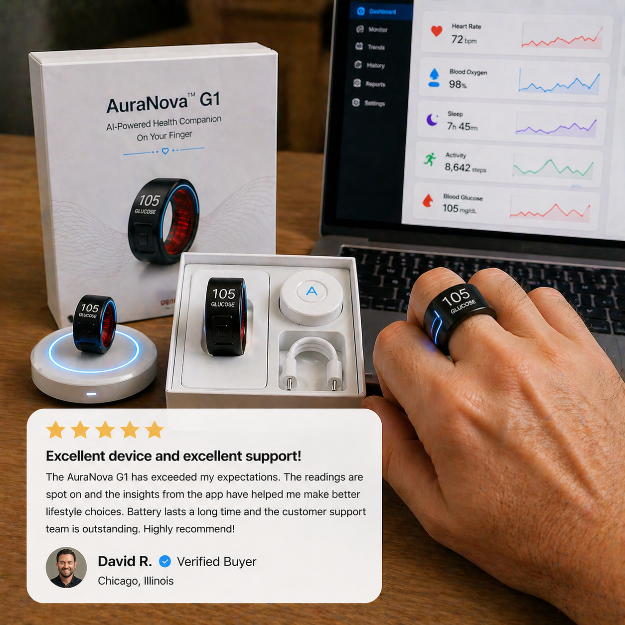 🎉 83% OFF Launch Offer🔥AuraNova™ G1 Non-Invasive Smart Ring（Mayo Clinic Recommended）